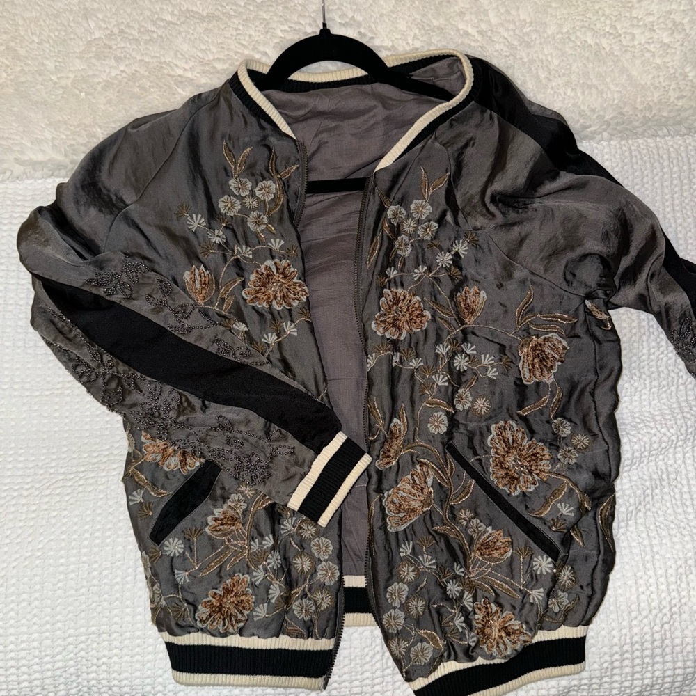 Zara velvet detailed embroidered jacket